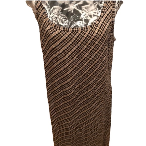 𝅺Faded Glory X-Large brown print maxi dress bias cut scoop neck - Picture 2 of 10